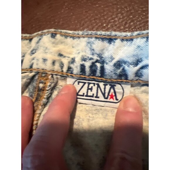 Vintage Zena Womens Acid Wash Denim Patchwork Shorts Size 13 Made In USA - Picture 6 of 10